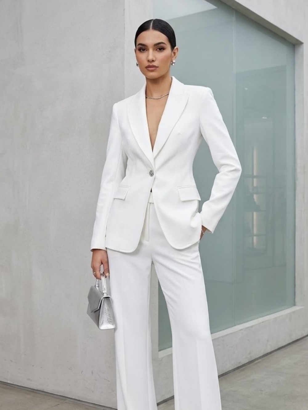 Zara one button white chic business casual blazer XS